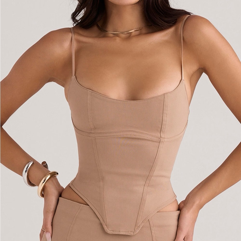 NWT House Of CB Flavia Tan Sculpting Corset Top Size XS